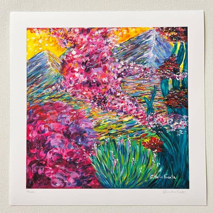 Clara de la Fuente Artist - Wholesale Art Print - Pink Yellow Colorful Happy Hawaii Print. Gift & Decor2