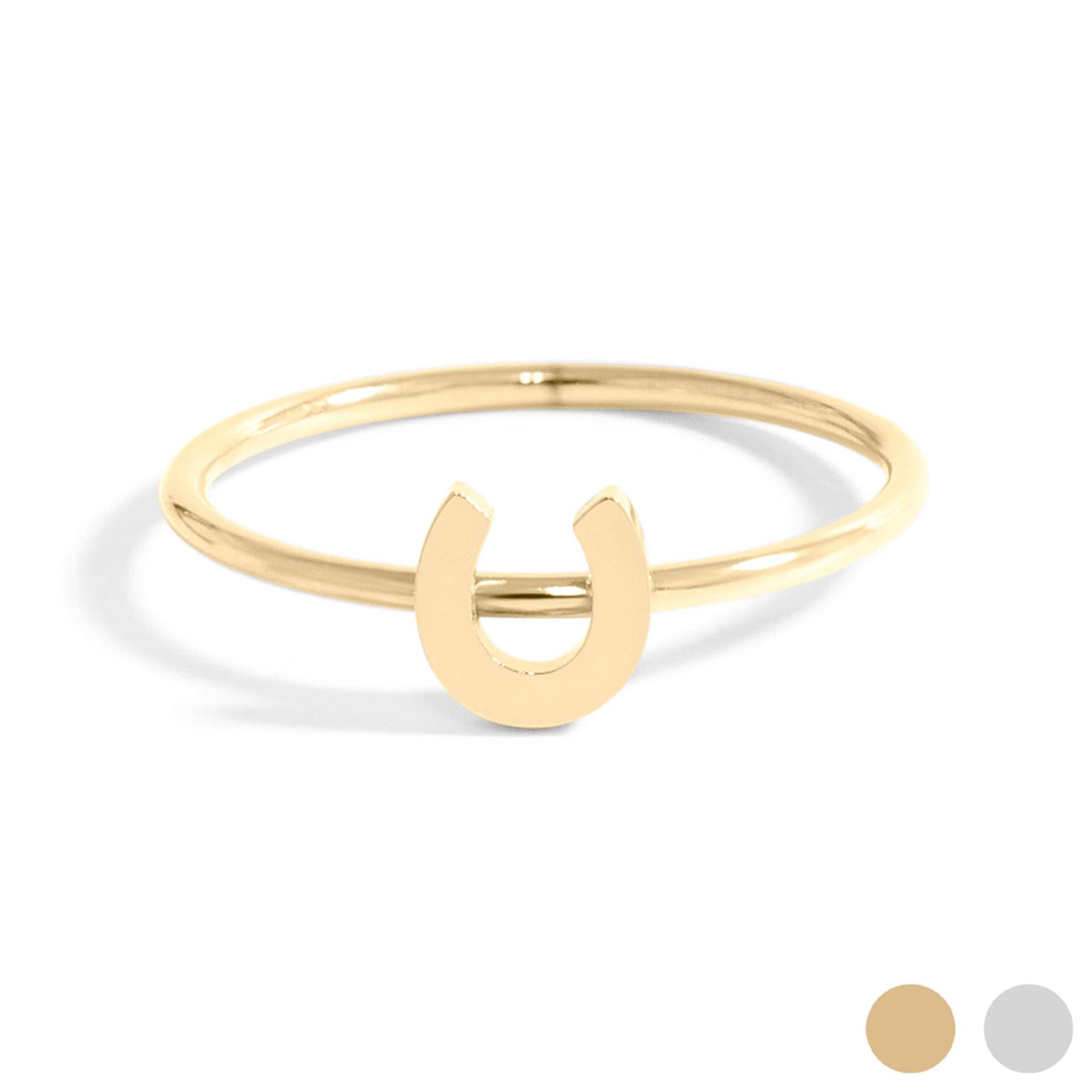 WJW - Wholesale Band/Stacked Ring - 18K Gold PVD Stainless Steel Horseshoe Stacking Ring