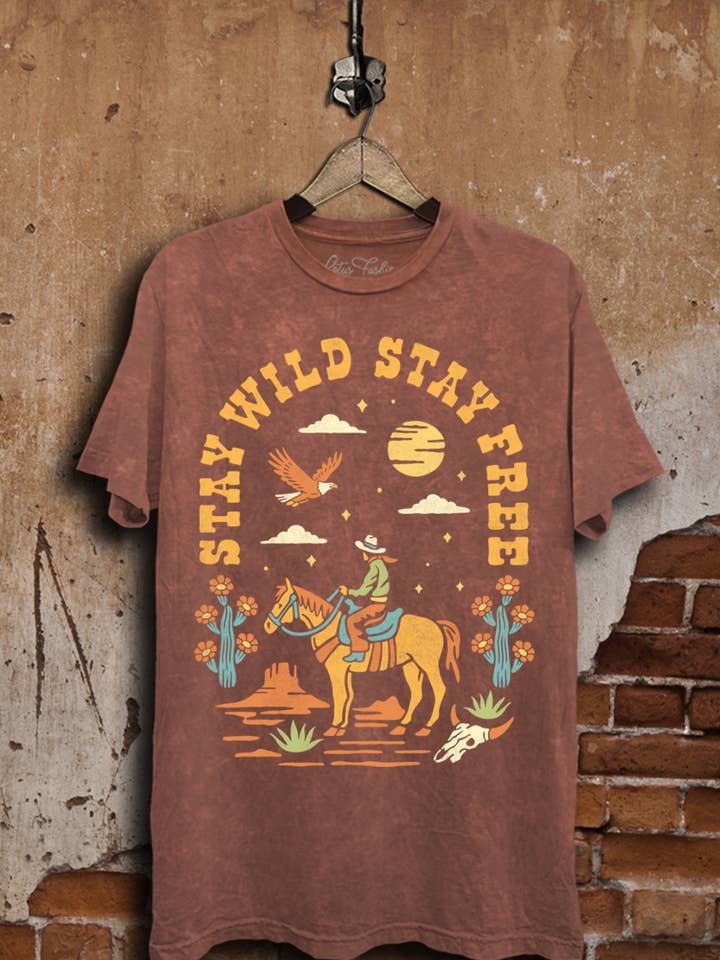 Lotus Fashion Collection - Wholesale T-Shirt (Graphic) - Women's - Stay Wild Stay Free Graphic Top2