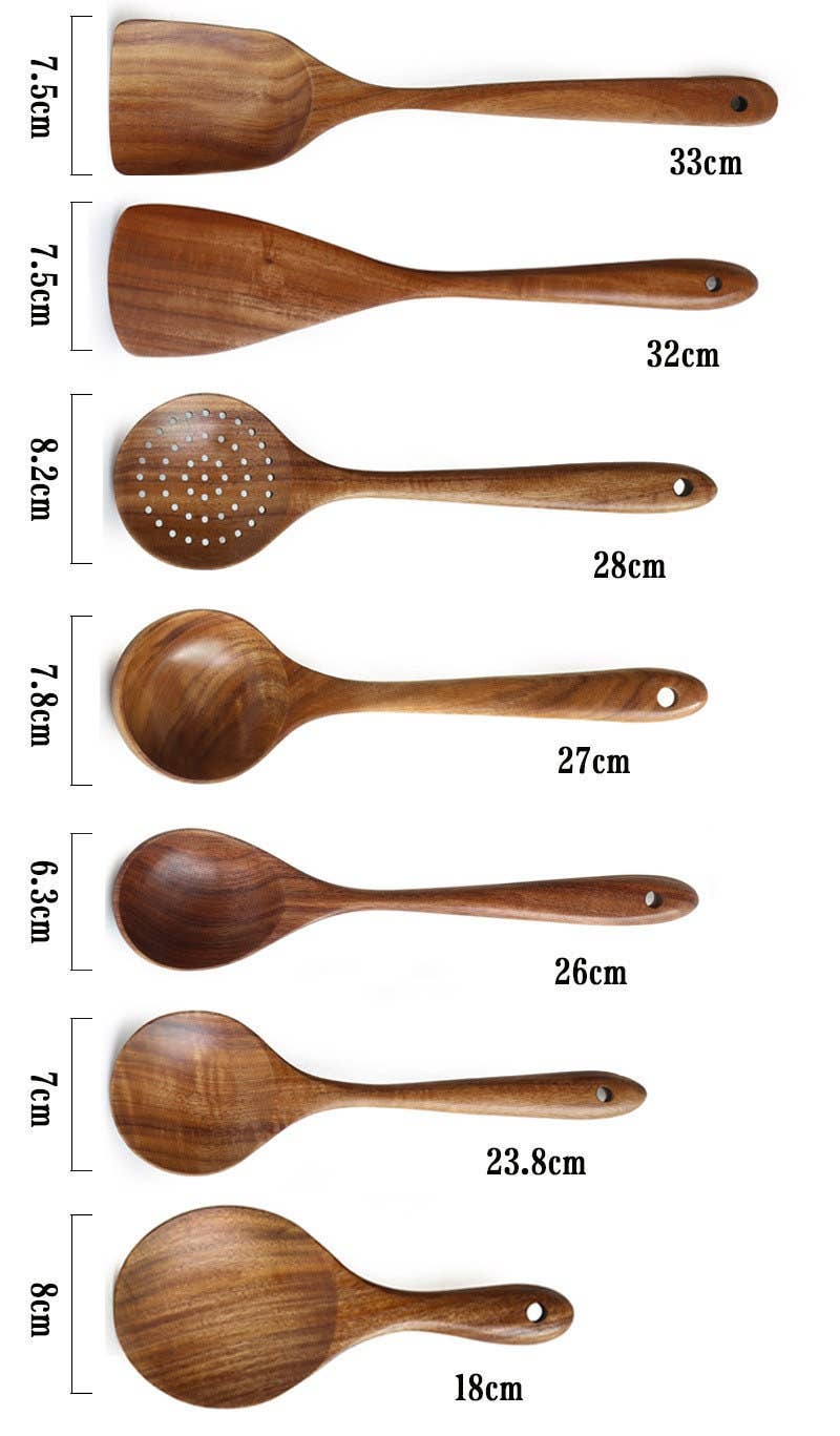 Gohobi （We cover U.S. import duties） - Wholesale Kitchen Utensil Set - Gohobi A Set of 7 Wooden Kitchen Utensils Cutlery9