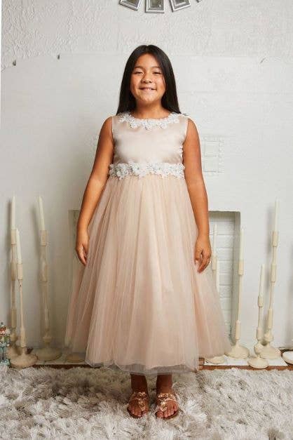 Kid's Dream - Wholesale Dress - Kids - Luxurious Princess Ballgown Girls Dress with Floral Trim6
