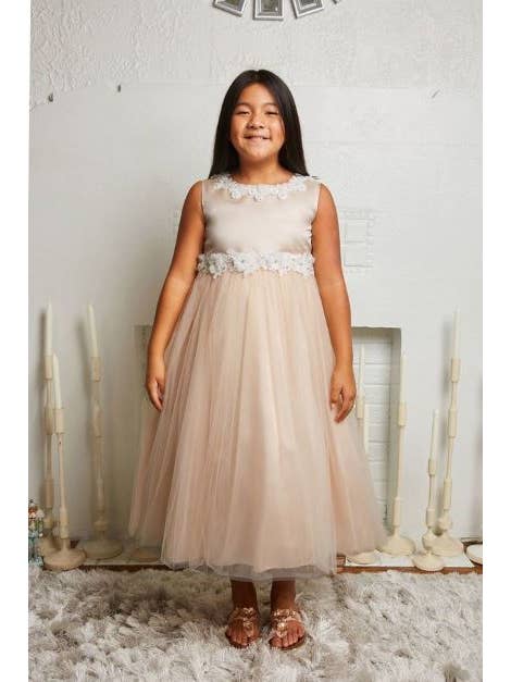 Kid's Dream - Wholesale Dress - Kids - Luxurious Princess Ballgown Girls Dress with Floral Trim4