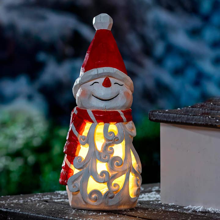 Christmas Vacation Garden Statue, Resin LED Statue, Snowman, 16"H for wholesale by Evergreen Enterprises