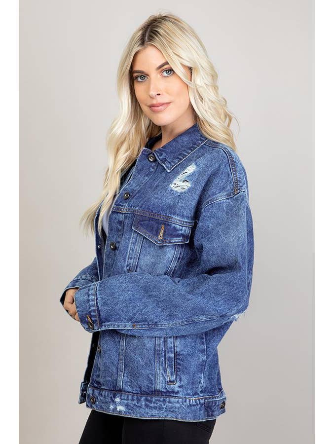 BLUE AGE - Vendita all'ingrosso Giacca di jeans - Donna - Giacca di jeans oversize destroyed