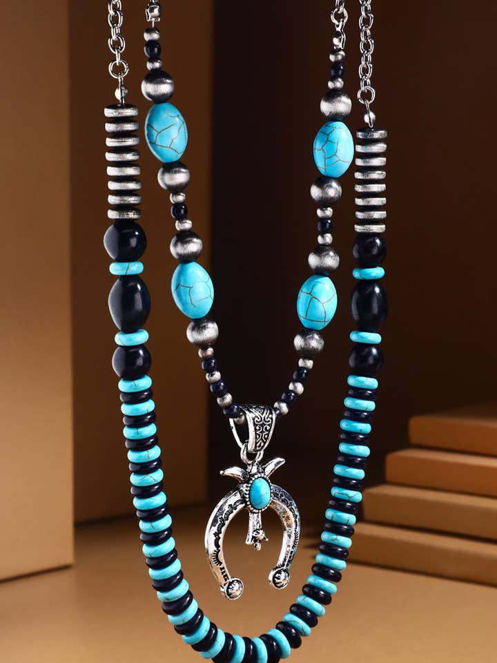 2 Layer Semi Stone Bead Necklace for wholesale by Urbanista