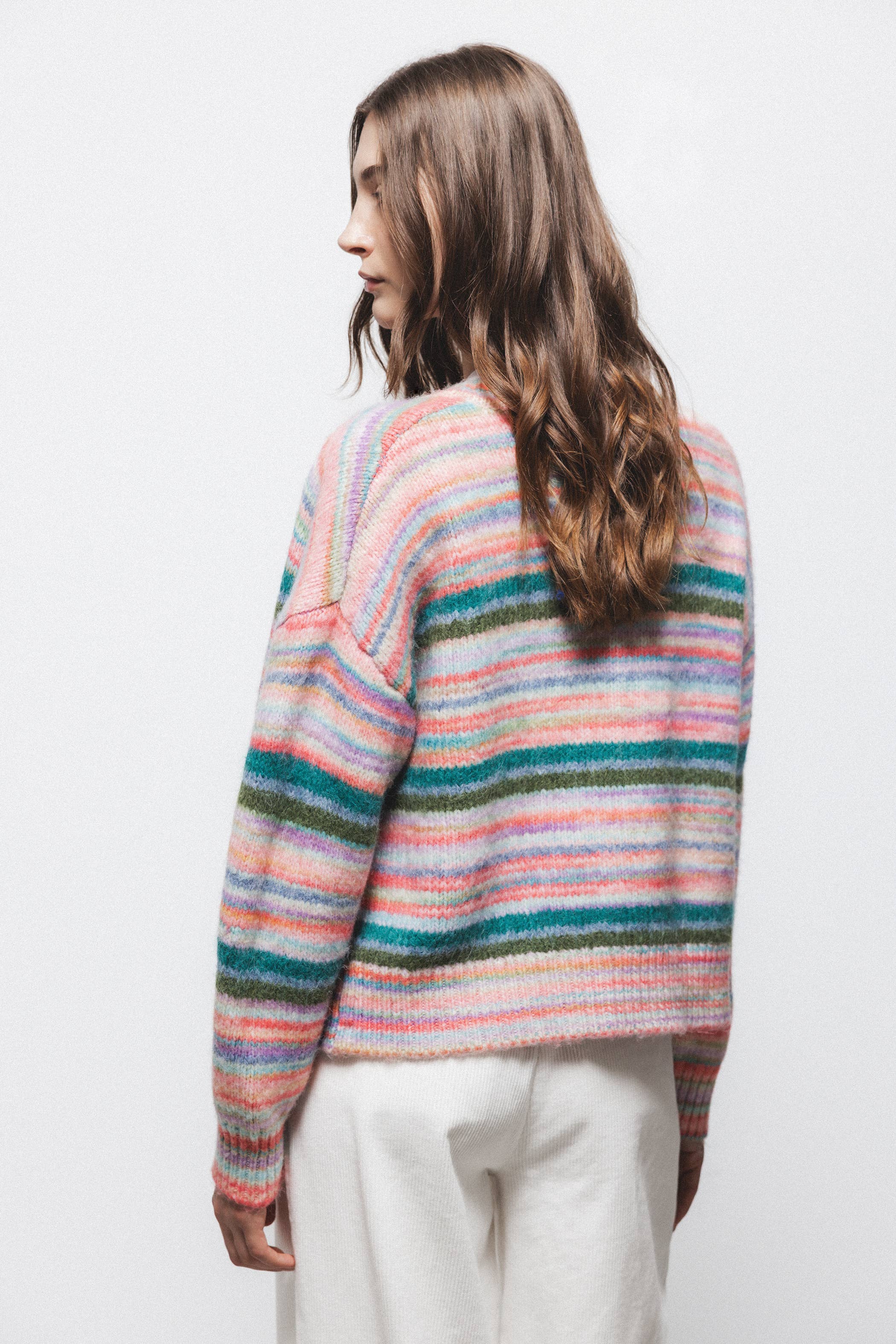 Lanidor - Wholesale Cardigan - Women's - Striped Knit Cardigan (431948-98)2