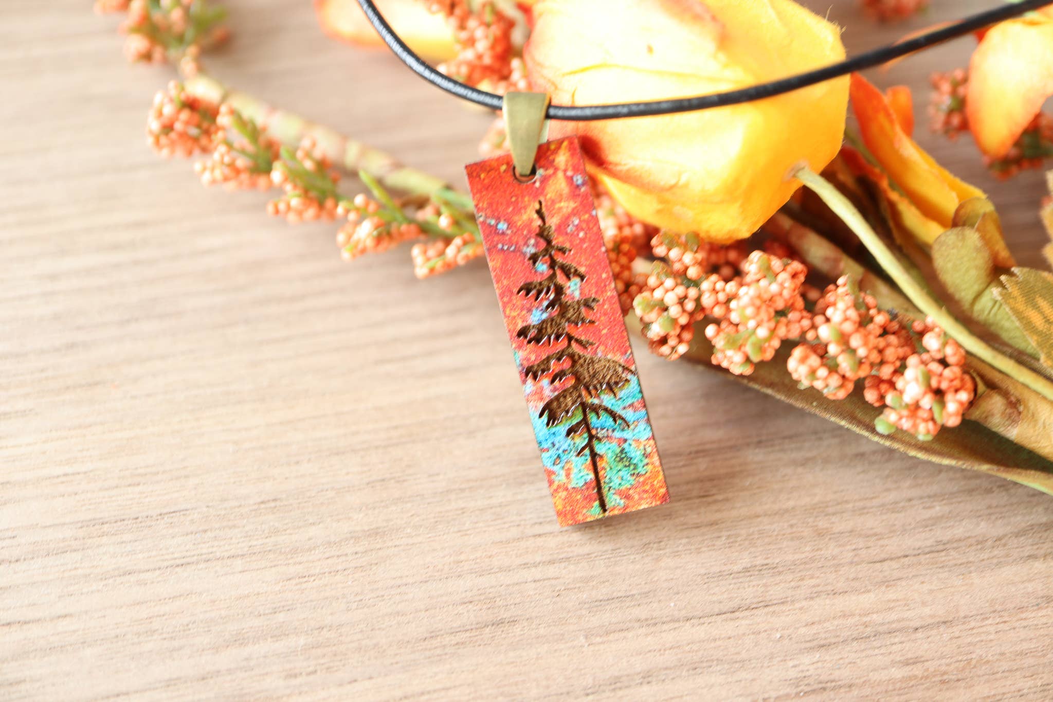 Nine Mile Creative - Wholesale Pendant/Charm Necklace - Patina Pine Wood Pendant Necklace Minimalist Gifts2