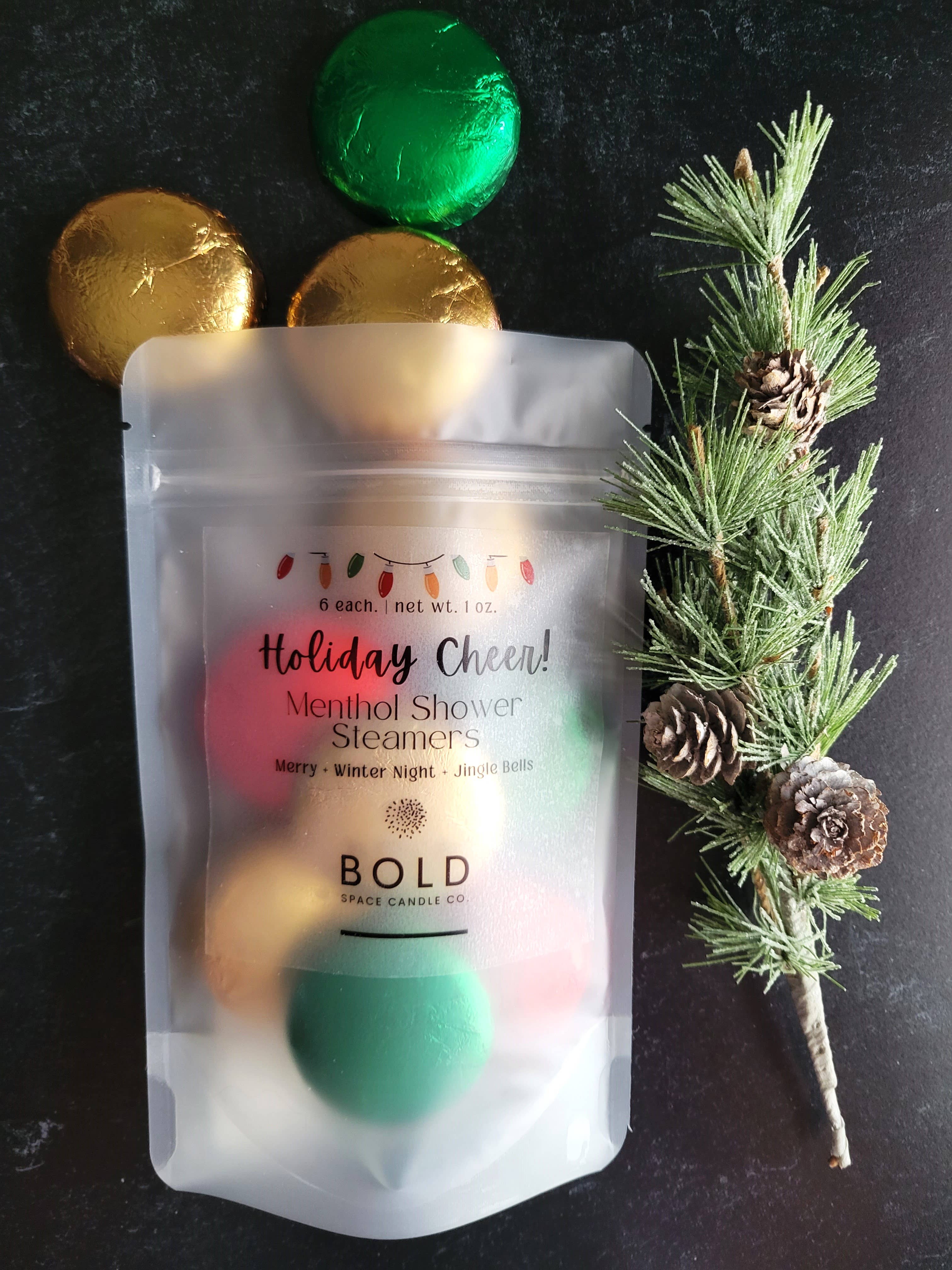 Bold Space Candle Co. - Vente Bombe de douche/galet bien-être pour la douche - Coffret Cadeau de 6 Bombes de Douche Festives – Fêtes 🎁2