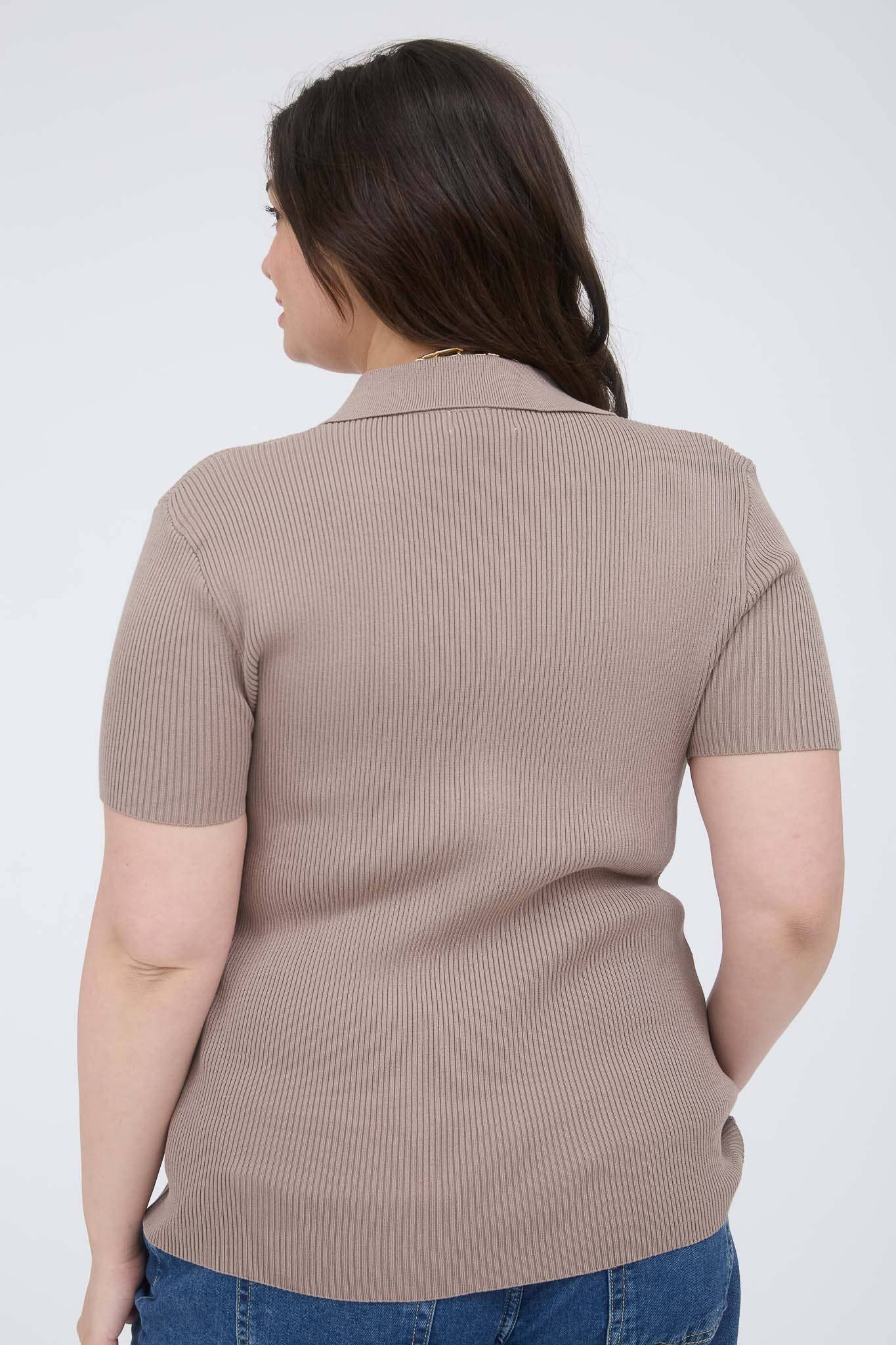 The Workshop Studio - Wholesale Knit Top - Women's - PLUS GOLD SNAP BUTTON SWEATER KNIT POLO18