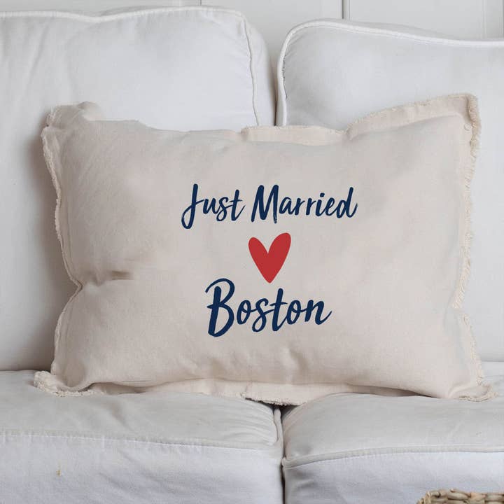 Almohada lumbar personalizada Just Married para venta al por mayor de Rustic Marlin
