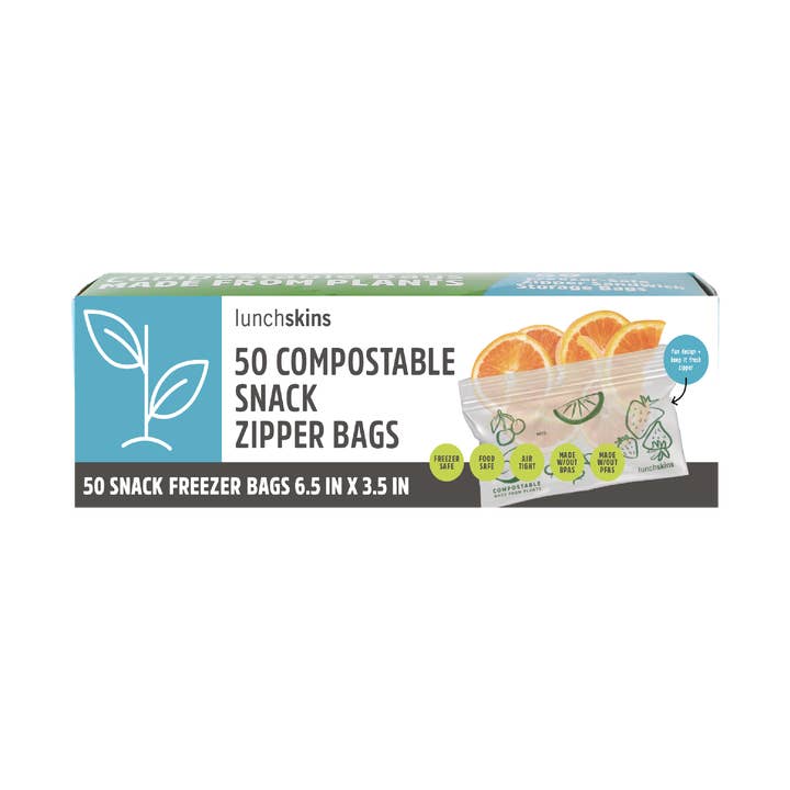 Lunchskins - Wholesale Food Storage Wrap/Bag - Compostable Freezer-Safe Snack Ziptop Bags 50ct0