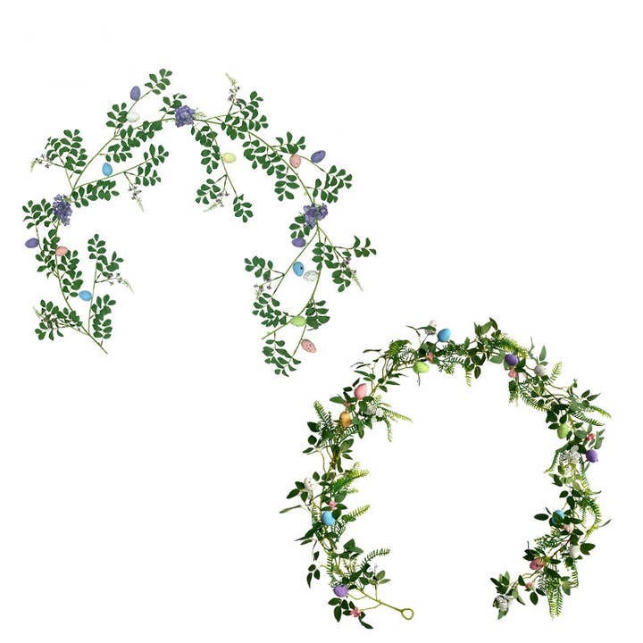 Guirlande de feuilles printanières de 75 po de long, guirlande de verdure en forme d'œufs de Pâques pour la vente par Sweet Home Deco
