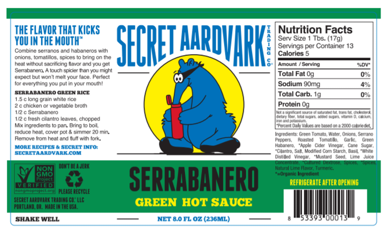 Secret Aardvark Trading Co. – Großhandel Scharfe Soße – Serrabanero grüne scharfe Sauce7