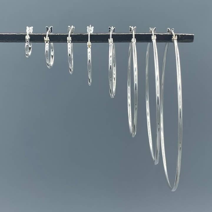 Something Silver - Wholesale Hoop Earrings - 1.5mm Sterling Silver French Lock Tube Hoops