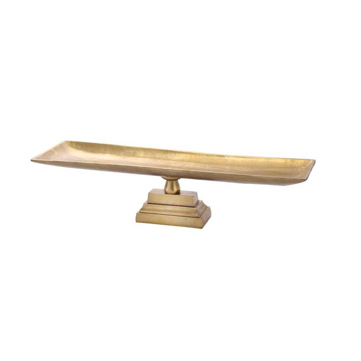 BIDKhome - Wholesale Decorative Tray - Sm. Cast Aluminum Tray/Dish on Foot Antique Brass 23.2"