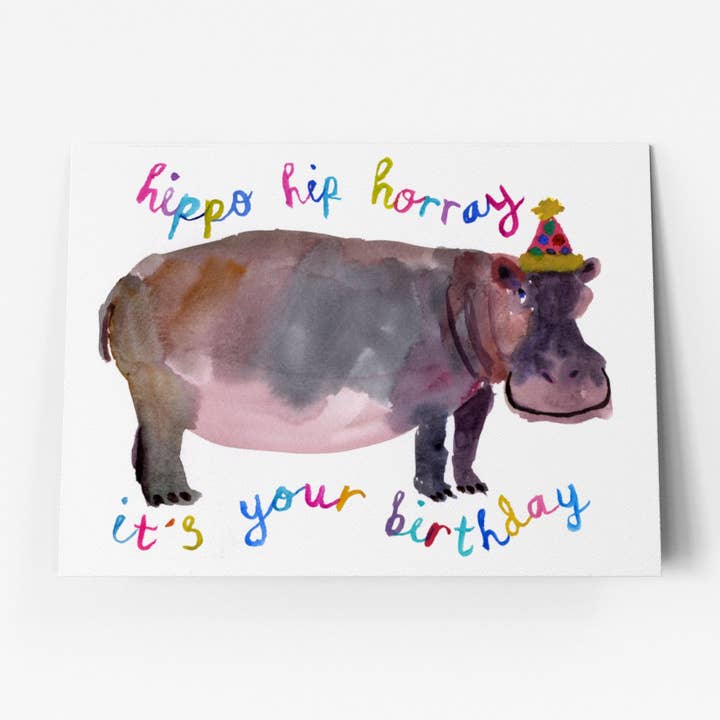 Cartão de Aniversário Hipopótamo - C0020 por atacado de Rosie Webb illustrations