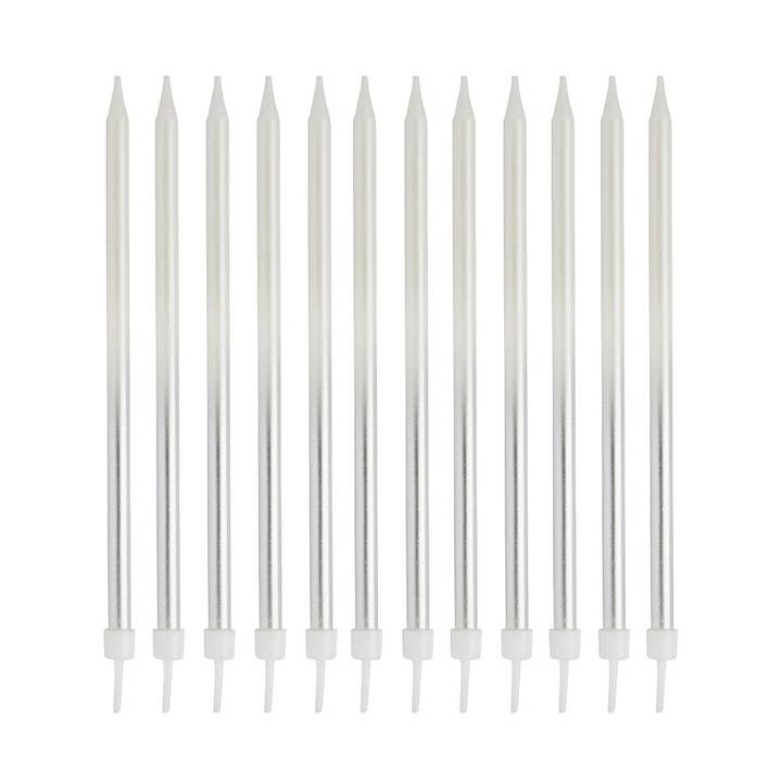 Zilveren Ombre Tall Skinny Wax kaarsen, set van 12 voor wholesale door Hootyballoo by Club Green