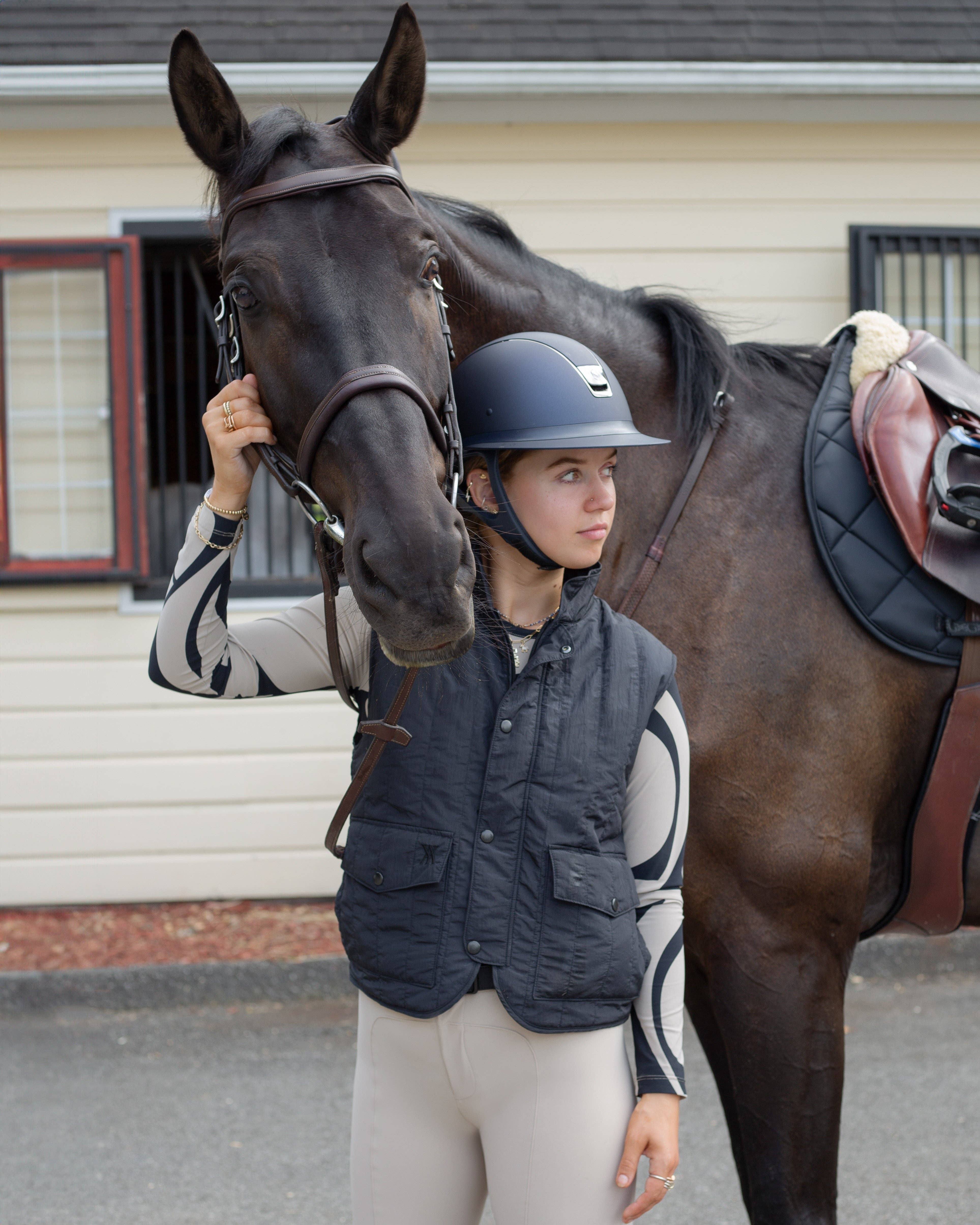 Schwarz Gesteppte Reitweste Schwarz für den Großhandel auf Faire2