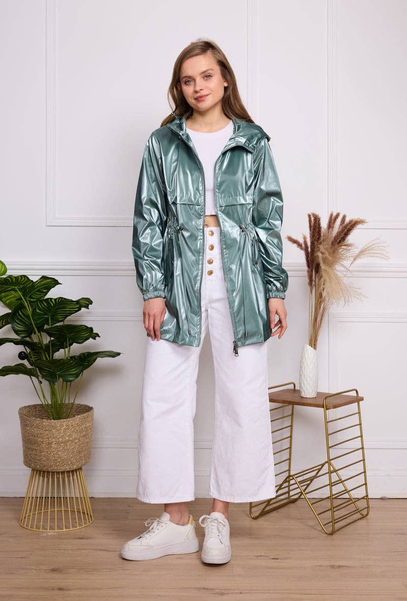 SOFTY - Wholesale Raincoat - Women's - Iridescent effect drawstring waterproof jacket S560313