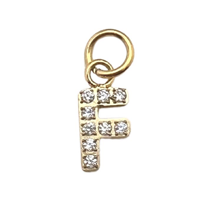 WJW - Wholesale Individual Charm/Pendant - Gold Pavé Set CZ Initial Letter Charms12