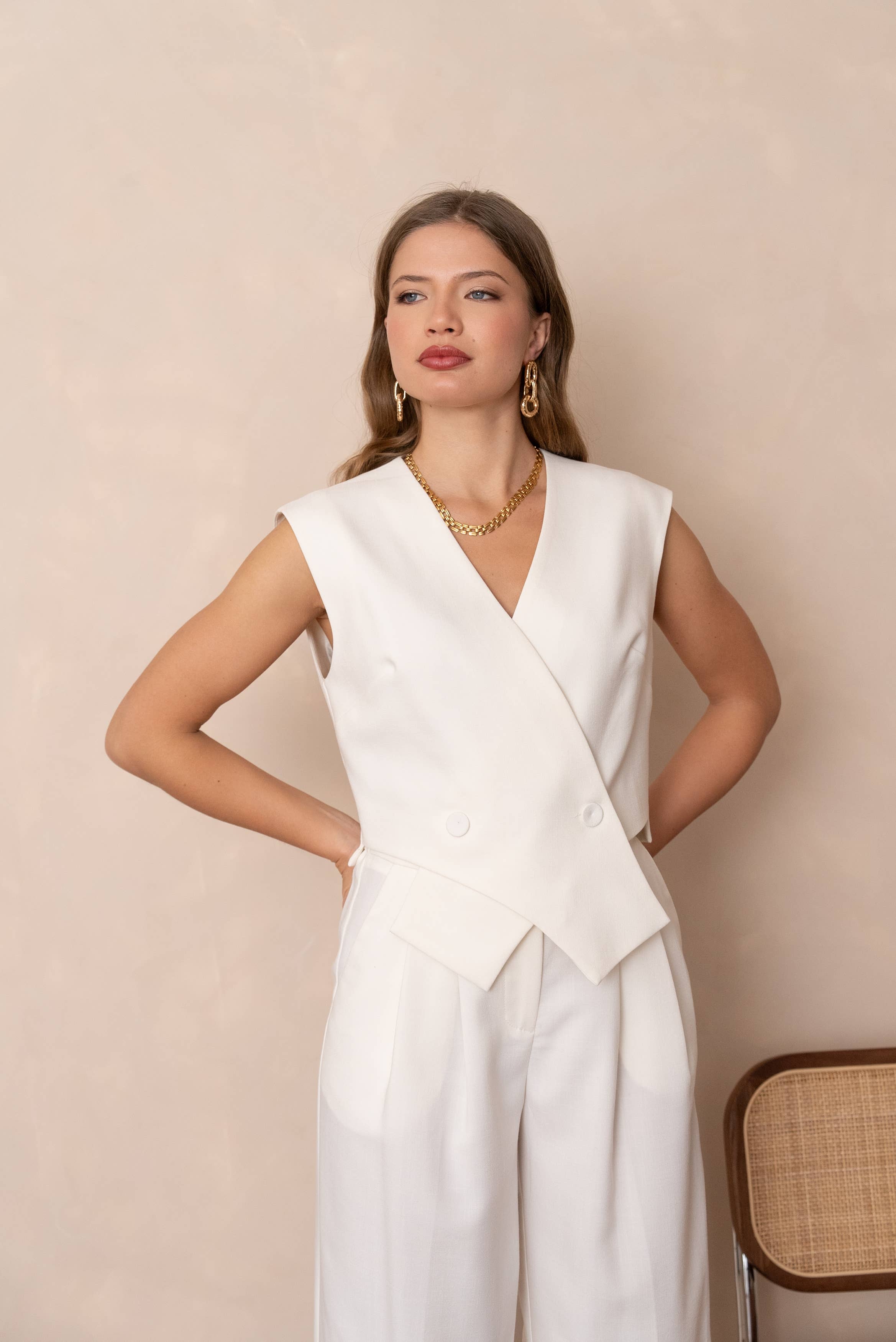 LULUMARY - Vendita all'ingrosso Gilè elegante - Donna - Gilet smanicato doppiopetto GL0034