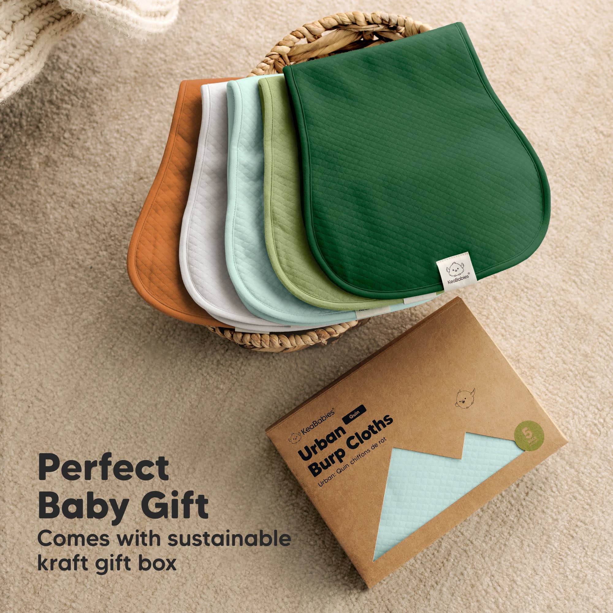 Jager Quin babyspuugdoekjes, set van 5 stuks, zachte oprispdoeken voor baby's voor groothandel op Faire8