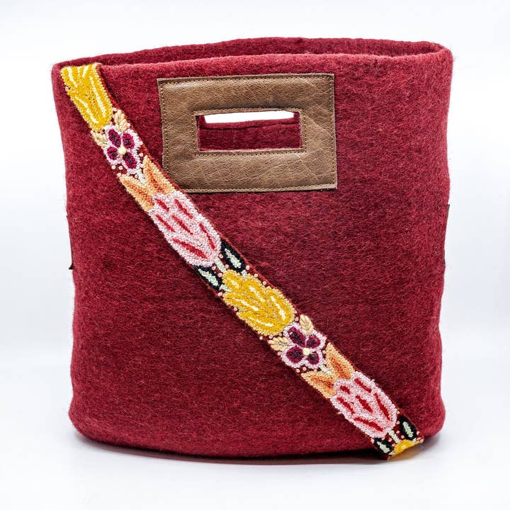 Fibres of Life - Wool & Felt - Wholesale Tote Bag - Women's - Felt & Leather Tote w/ Strap | Crossbody Bag | Wool Tote Bag4