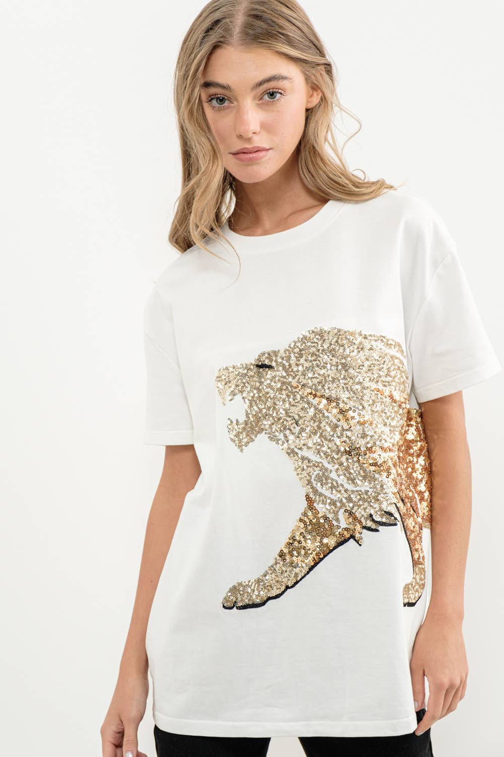 WHITE 22502T - Sequin Embroidered Graphic Tee for wholesale on Faire1