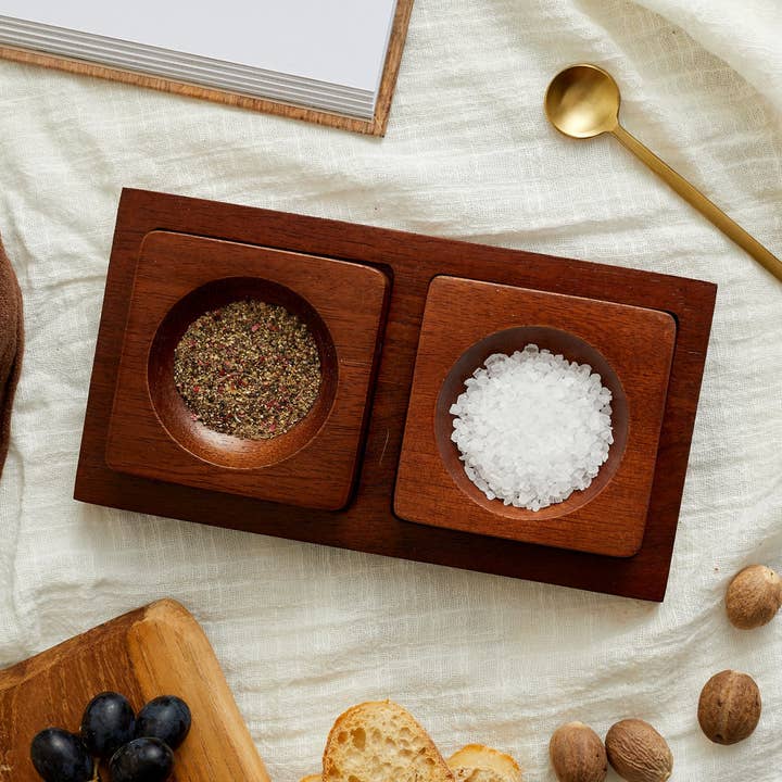 What a Host Home - Wholesale Salt & pepper shaker set - Bergen Salt and Pepper Wood Pinch Pots0