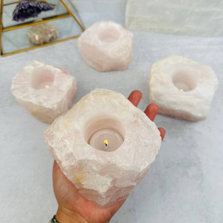 Rock Paradise - Wholesale Candle Holder - Rose Quartz "B" Grade Crystal Candle Holder3