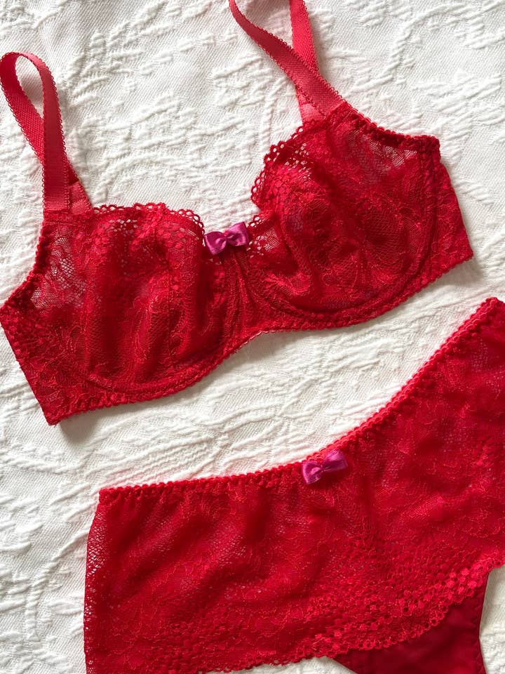 Viola Sky - Wholesale Underwear - Women's - Miss Cherie Red Lace Hipster Thong3