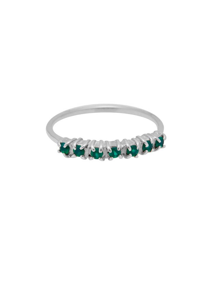 Sølvring vintage multi grøn zirkon for engroshandel hos XZOTA