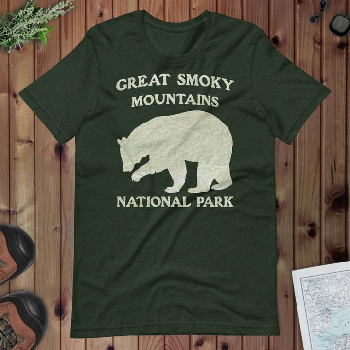 Parks Apparel - Wholesale Screen Printed T-Shirt - Unisex - Great Smoky Mountains Bear Topo T-shirt4