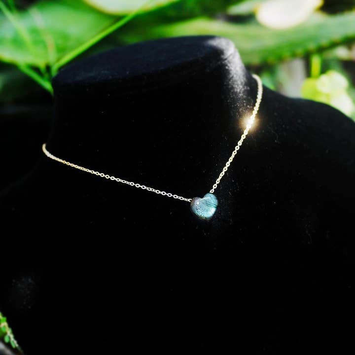 The Heart Necklace - Gorgeous, Truly Unique Heart Shaped Gemstone Necklace. Custom Made With Your Favorite Gemstone: Labradorite And More!! for wholesale by Treehouse Jewelry Hawaii