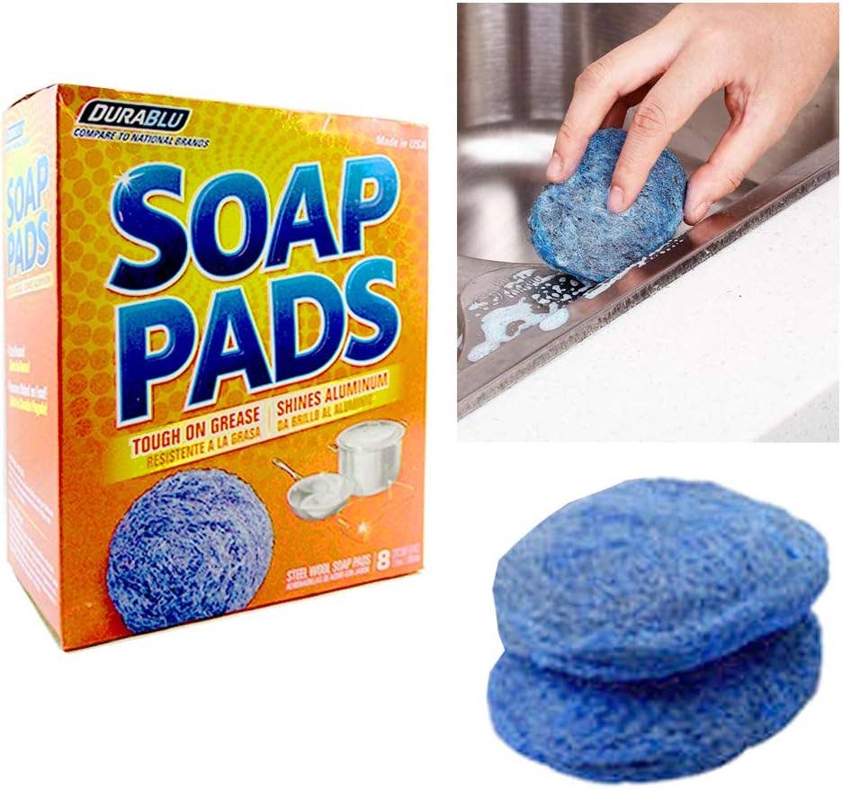 Innovarix - Wholesale Cleaning Sponge - Durablu Steel Wool Soap Pads - 8ct1