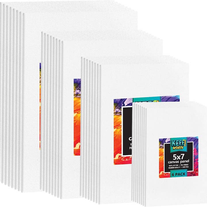 Keff Creations - Wholesale Blank Canvas - 32 Pack Professional Canvas Boards for Painting
