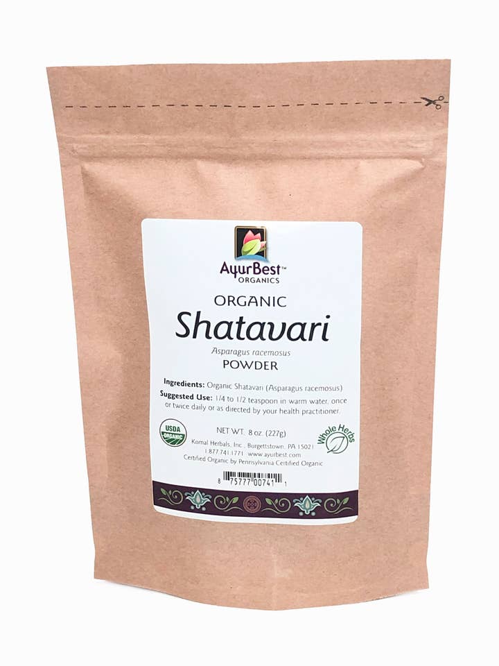 Vente en gros d'épices et d'herbes - Shatavari en poudre, sac biologique de 8 oz (227 g) pour la vente par Komal Herbals, Inc