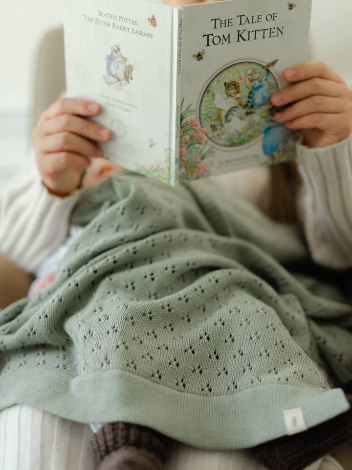 Little Mae and Co - Wholesale Bedding Blanket - Kids & Baby - Mint Pointelle Knit Blanket1