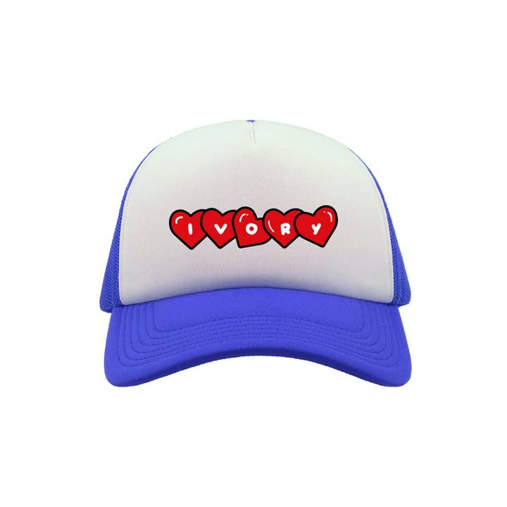 CASQUETTE LOVE TRUCKER BLEU ROI pour la vente par Ivory Therapy