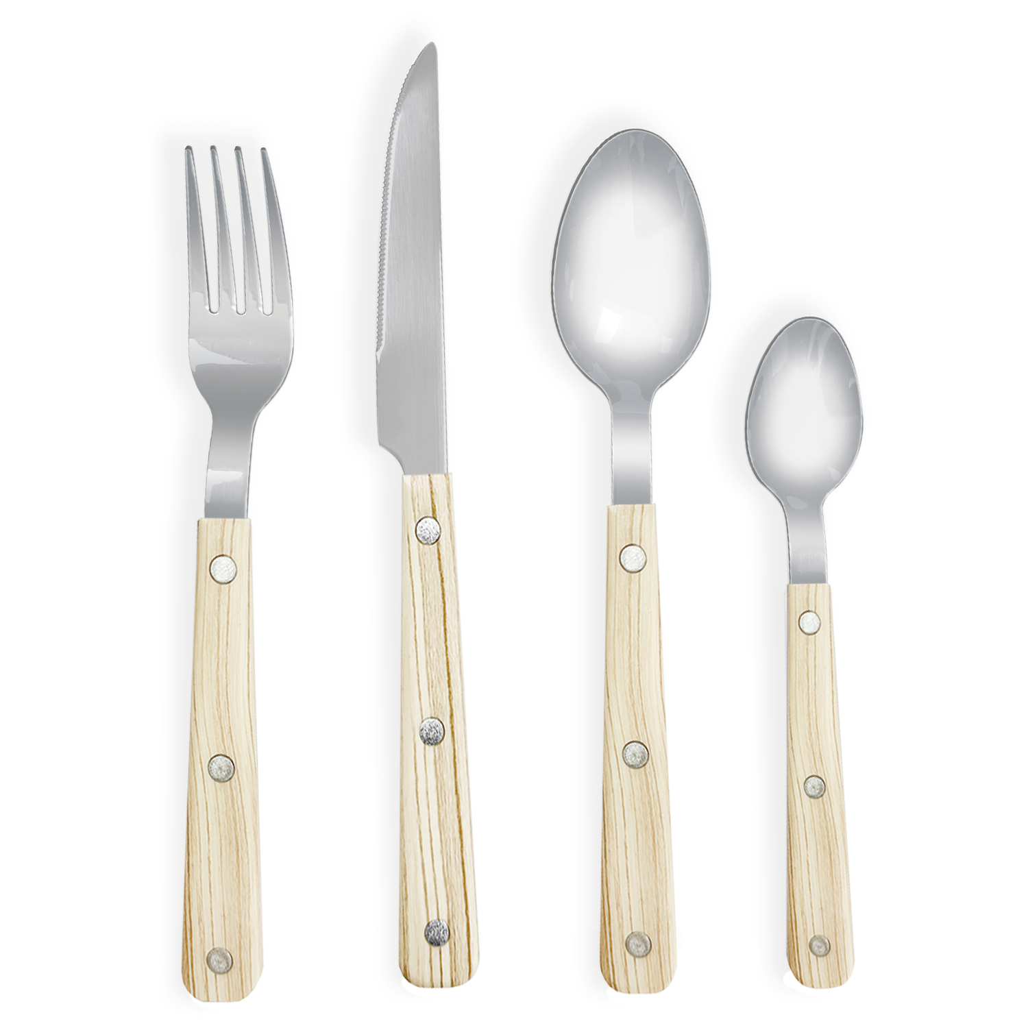 Opjet Paris - Vente Set de couverts - Set de 4 couverts Marcel façon bois blanc0