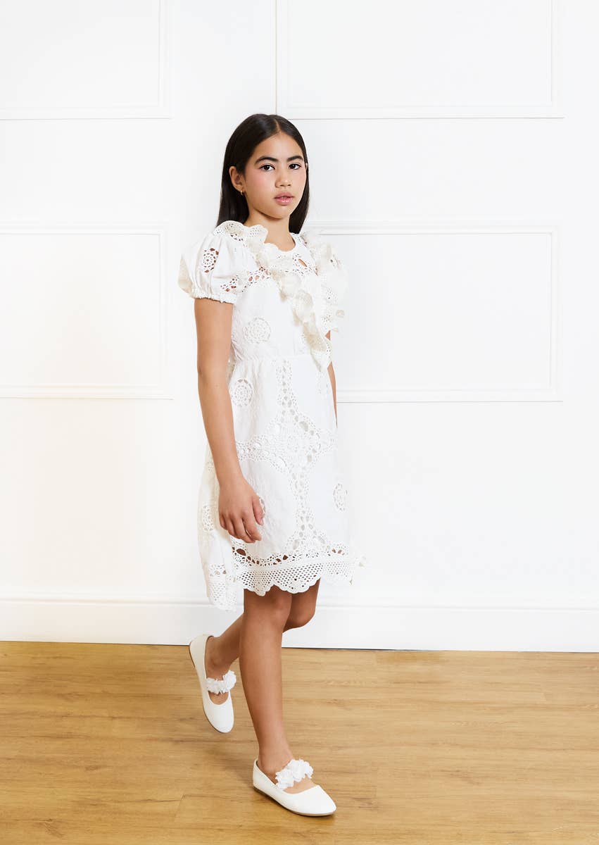 Blå Penelope Hvid hæklet kjole  for engroshandel på Faire0