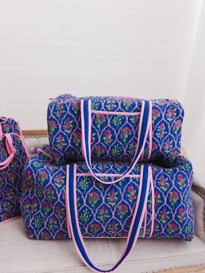 Spring Midnight Luxe | XL Quilted Duffle Bag for wholesale by Heart of Grace