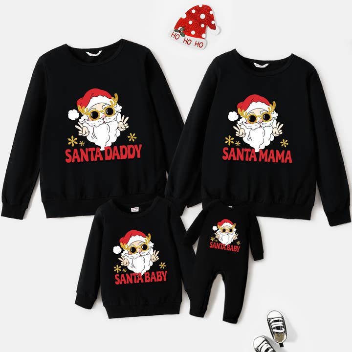 Family Matching Santa Deer Antler Christmas Sweatshirt for wholesale by PatPat Matching