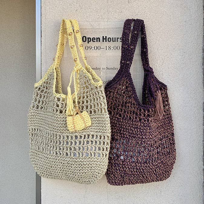 Bolso de hombro de paja trenzada, casual y chic, bolso de mano para venta al por mayor de Halcyon Outfitters®