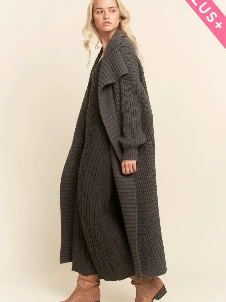 Davi & Dani - Vente Robe – femme - ENSEMBLE ROBE LONGUE ET GILET TEXTURÉ CÔTELÉ PLUS8