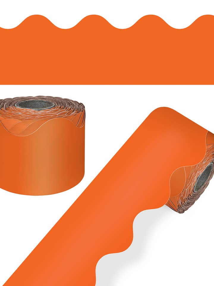 Orange Rolled Scalloped Bulletin Board Borders for wholesale by Carson Dellosa Education