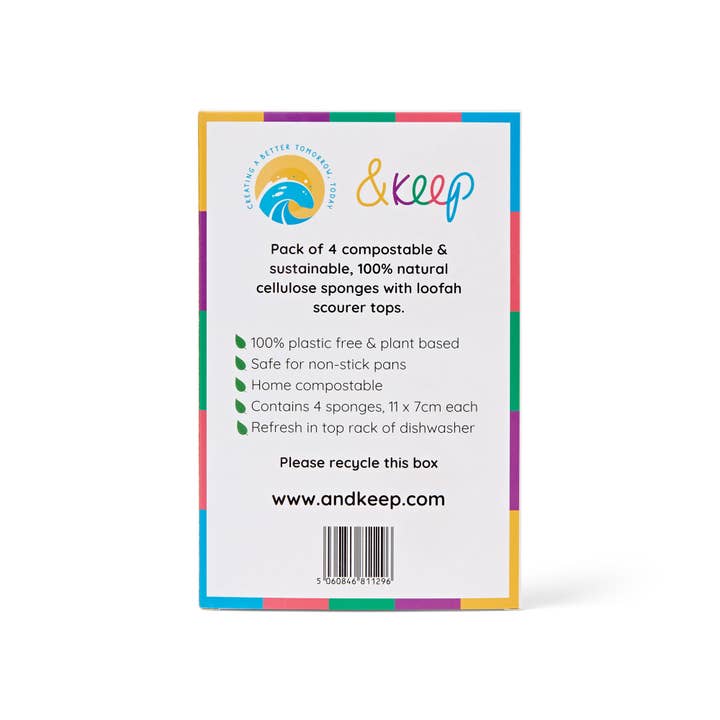 &Keep – Engroshandel Rengøringssvamp – Pakke med 4 & Keep Loofah Køkken Sponge Scourers5