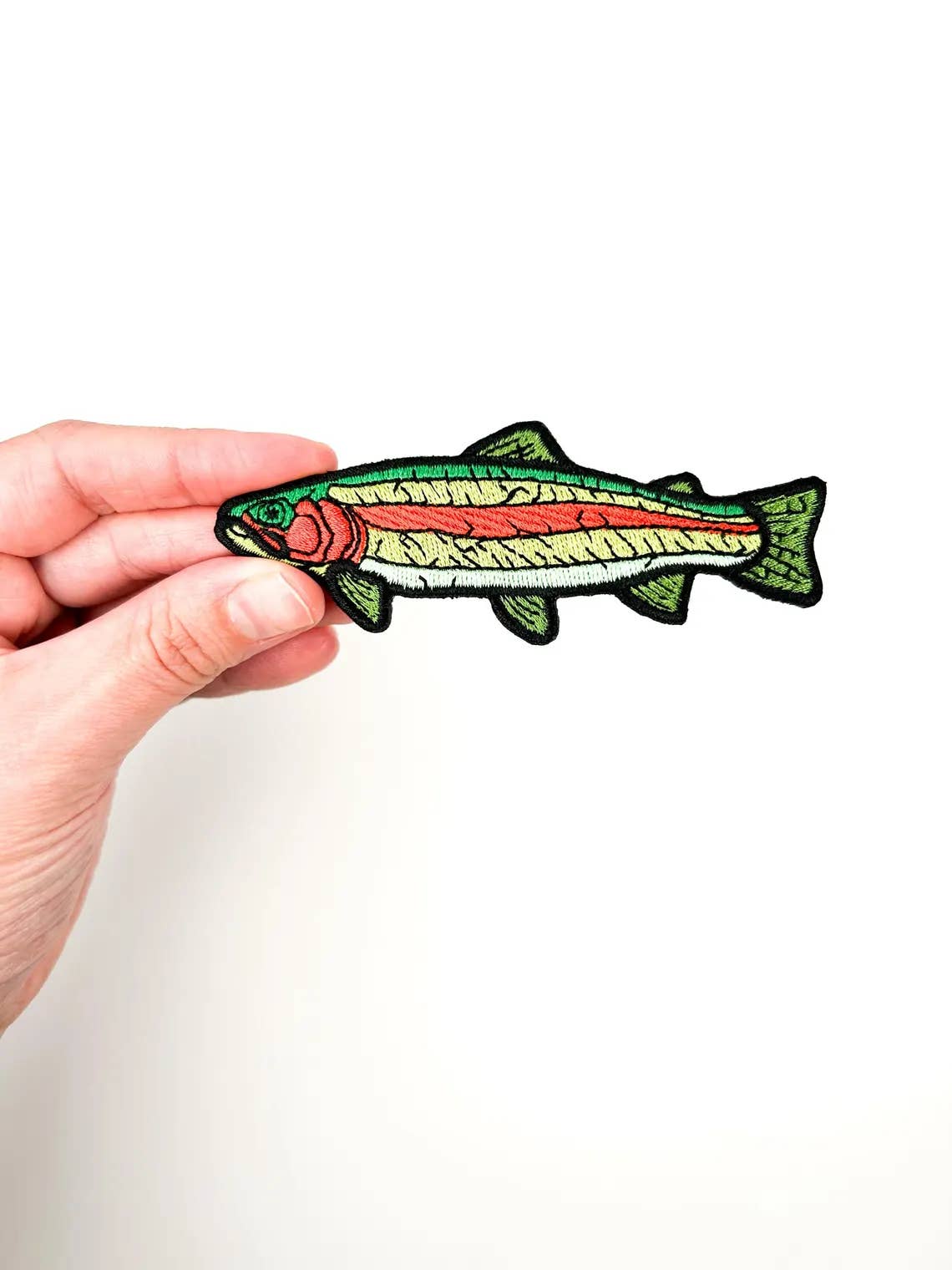Field Trip Threads – wholesale Patch – Rainbow Trout Embroidered Iron-On Patch Fly Fishing Tying