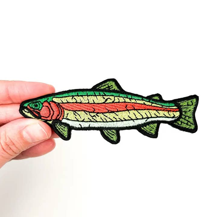 Field Trip Threads – wholesale Patch – Rainbow Trout Embroidered Iron-On Patch Fly Fishing Tying0