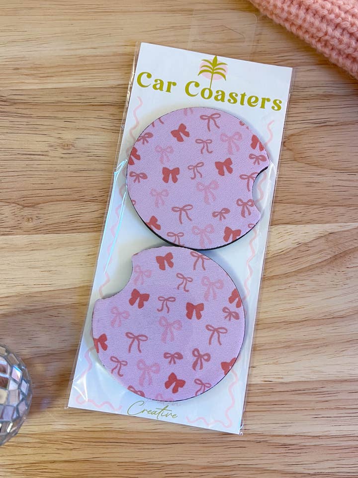 Posavasos Pink Bow para coche para venta al por mayor de Palm Creative